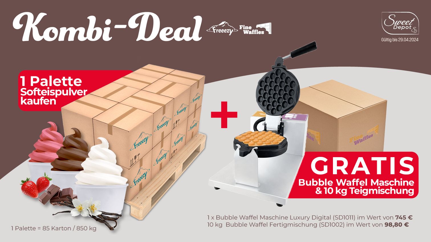 Kombi Deal: Gratis Bubble Waffel Maschine beim Kauf von Softeispulver